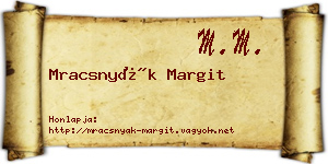 Mracsnyák Margit névjegykártya